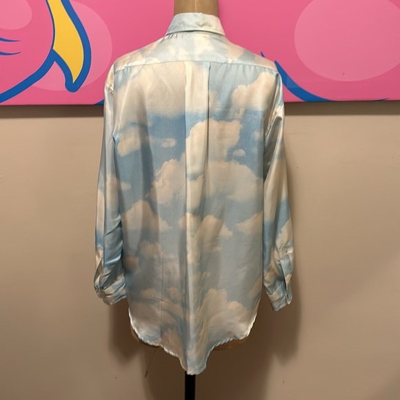 Moschino Chea Chic Blue White Clouds Silk Blouse - Picture 8 of 13